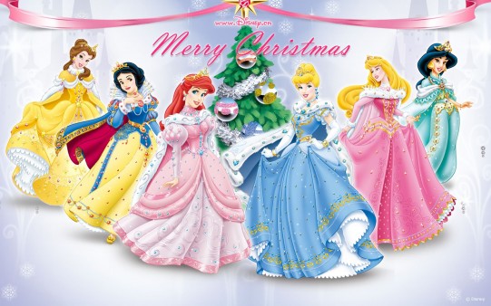 Fondo Feliz Navidad Princesas Disney.